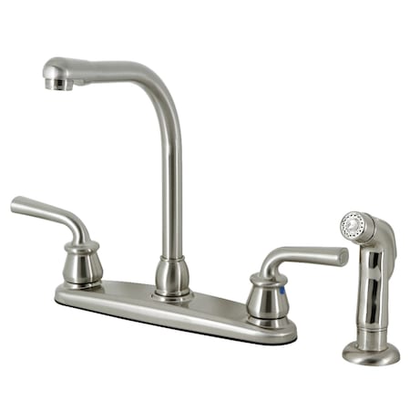 Kingston Brass 8" Centerset Kitchen Faucet with Side Sprayer, Brushed Nickel KB718RXLSP
